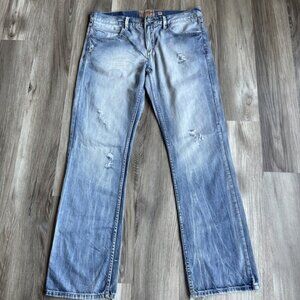 Y2K Fresh Brand Jeans Men 36 x 34 Straight Keaton Whiskered Wash‎ Denim Pants
